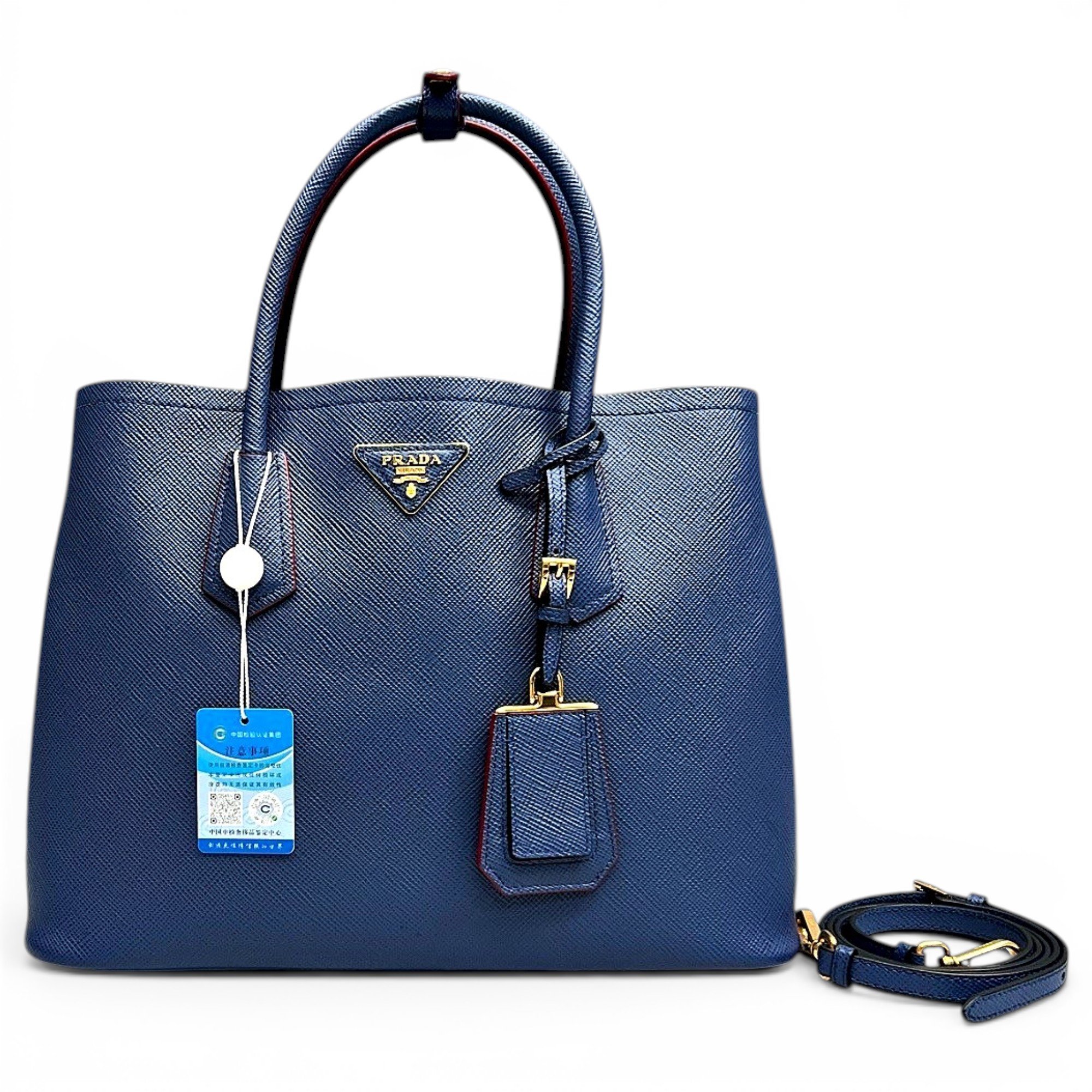 Double leather handbag
