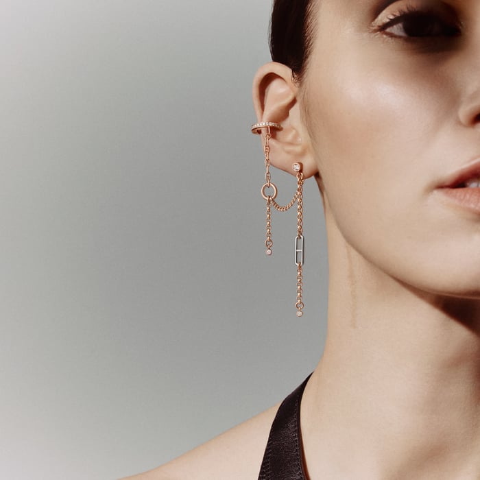 Sans Coloris Mix and H Left Single Ear Climber Earring