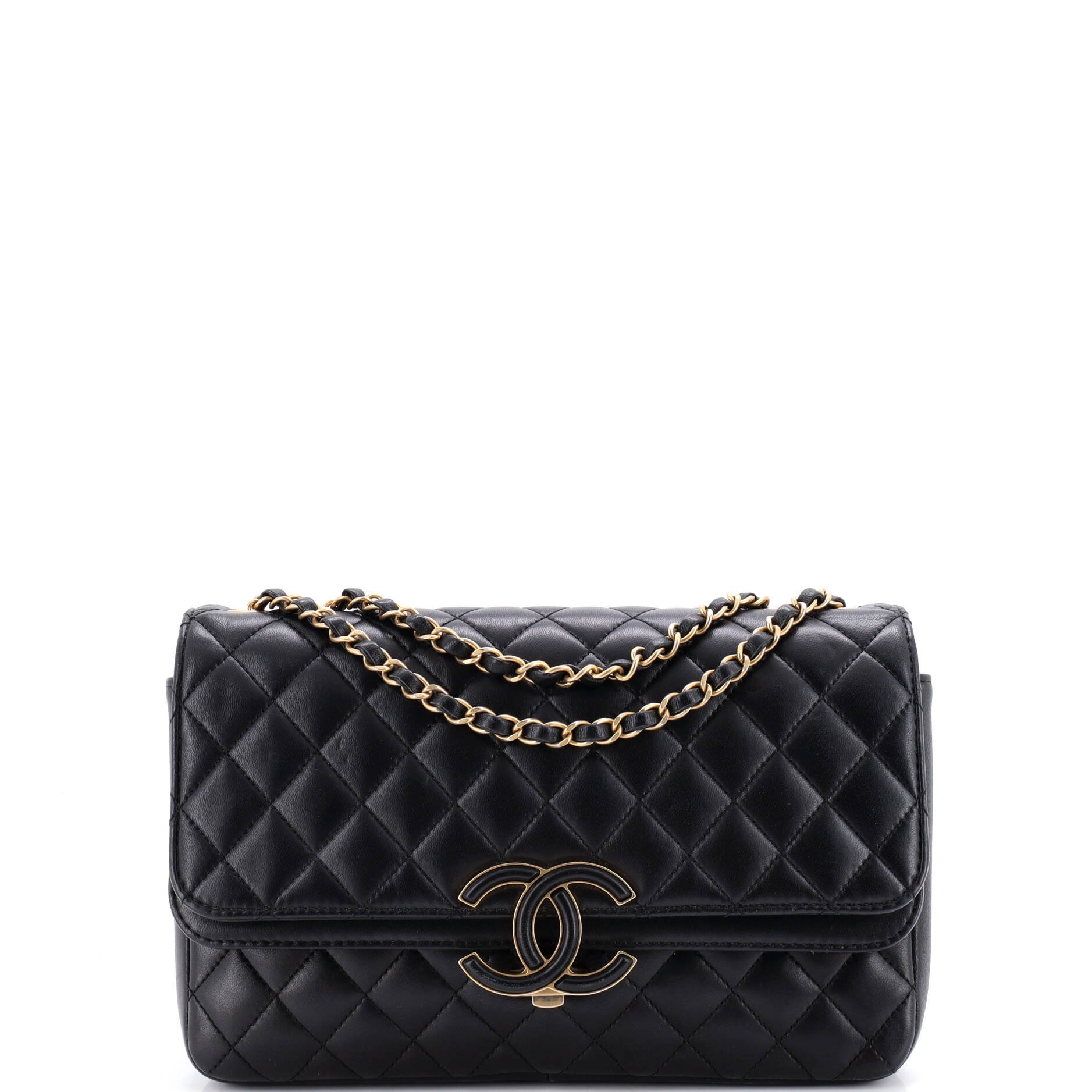CC Chic Double Flap Bag Quilted Lambskin Medium