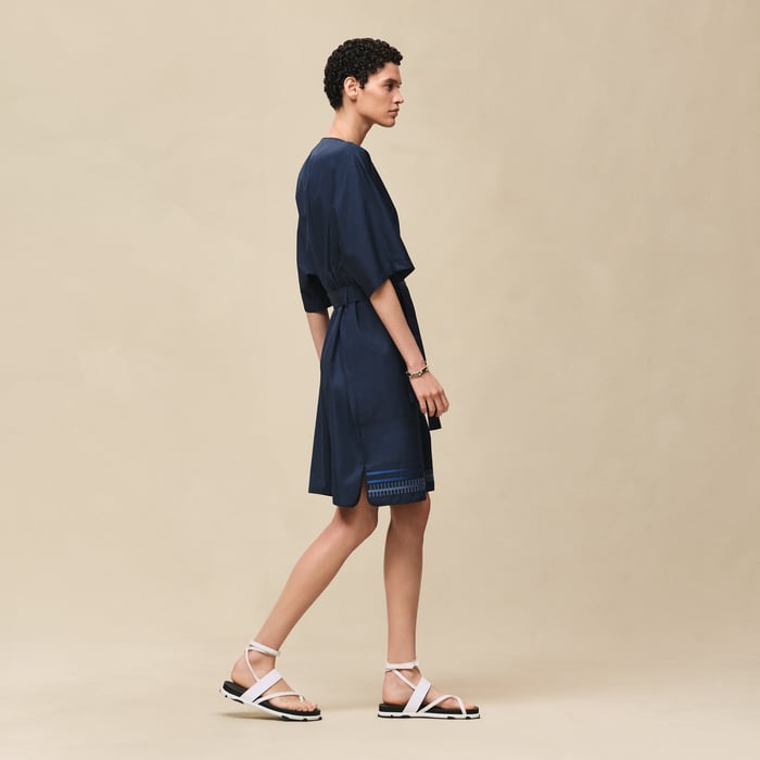 Bleu Outremer Embroidered Beach Caftan