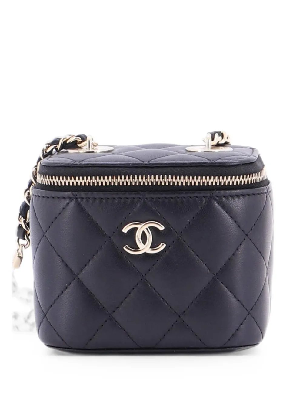 Vanity Case with Pearl Chain Quilted Lambskin Mini clutch bag