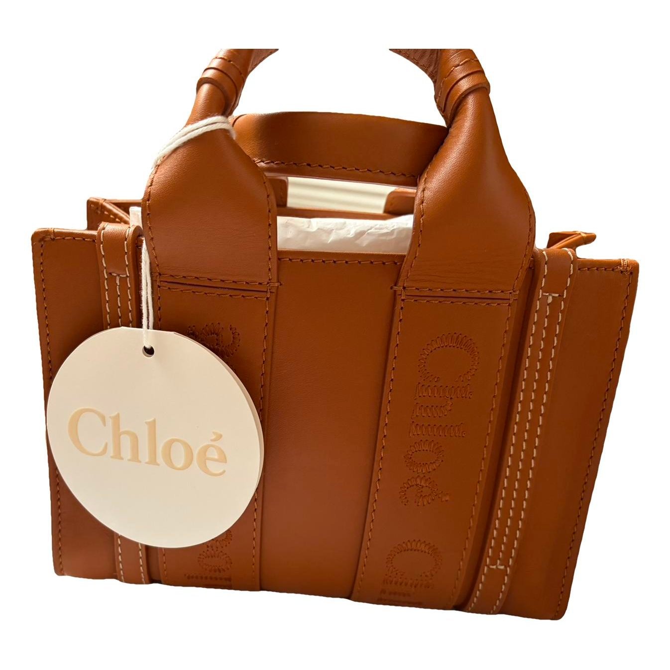 Woody leather tote