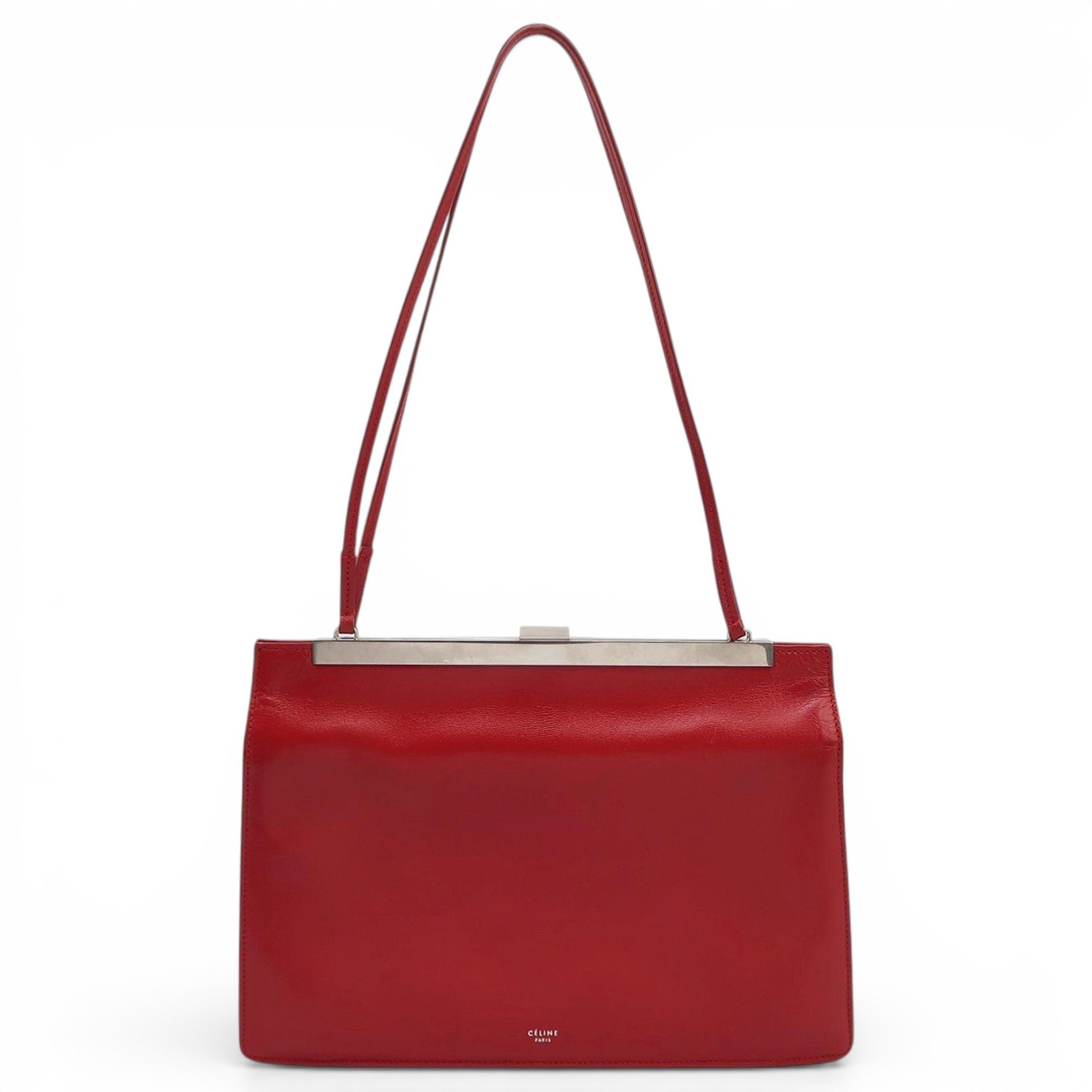 Clasp leather handbag