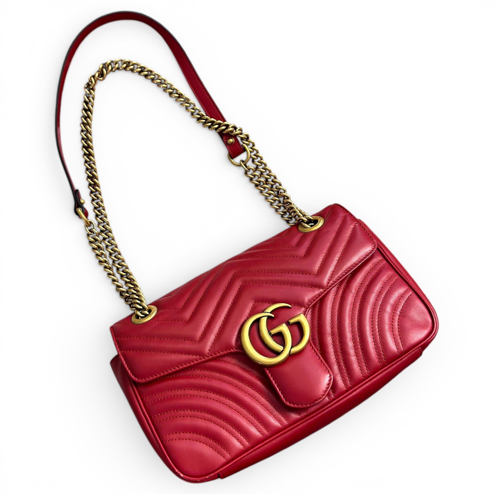 Pearly GG Marmont Flap leather crossbody bag