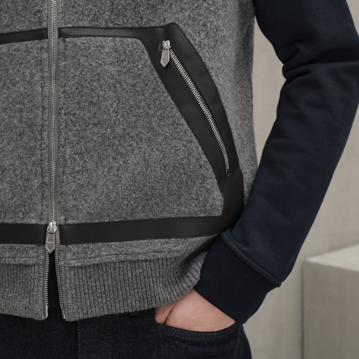 Gris Vest With Leather Details