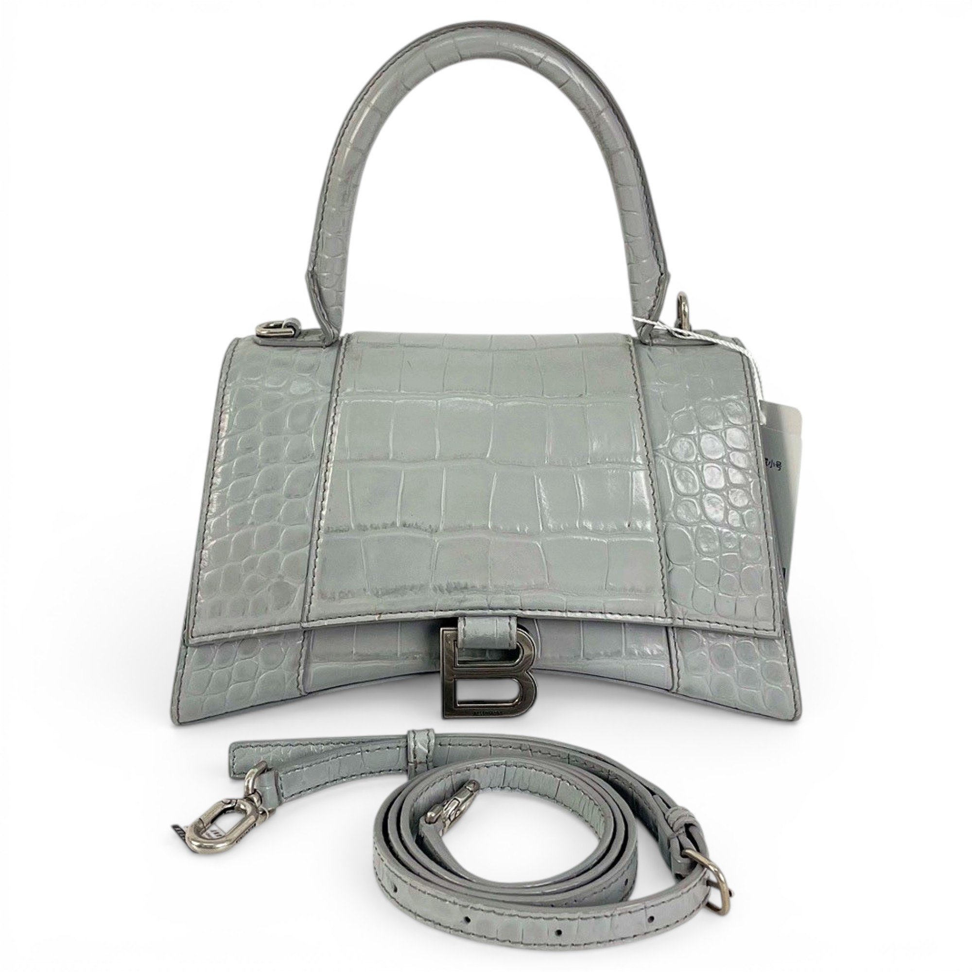 Hourglass leather handbag