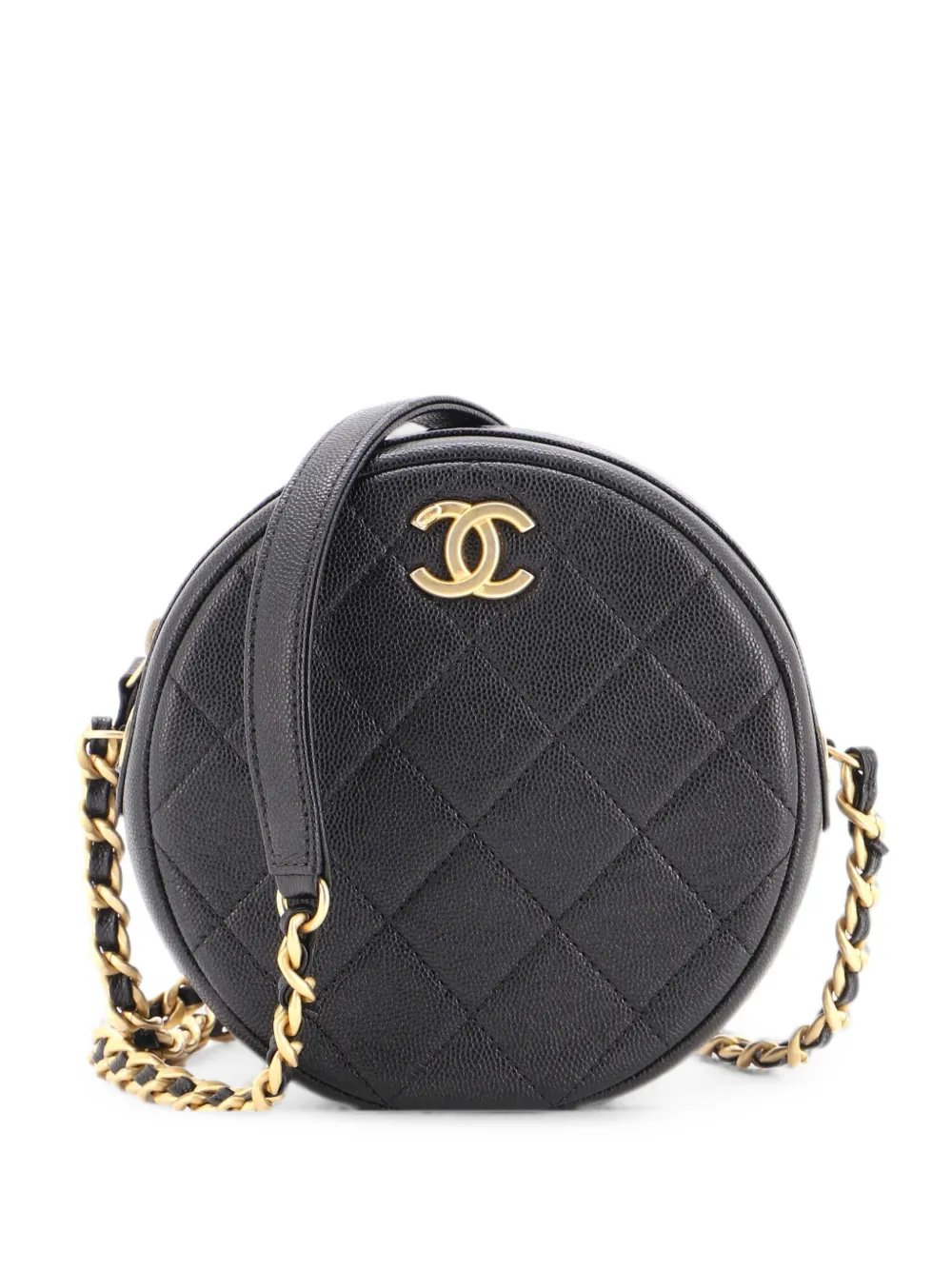 Round Chain Quilted Caviar Small crossbody bag