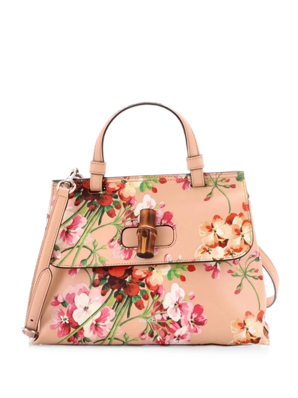 Bamboo Daily Top Handle Bag Blooms Print Leather Small satchel