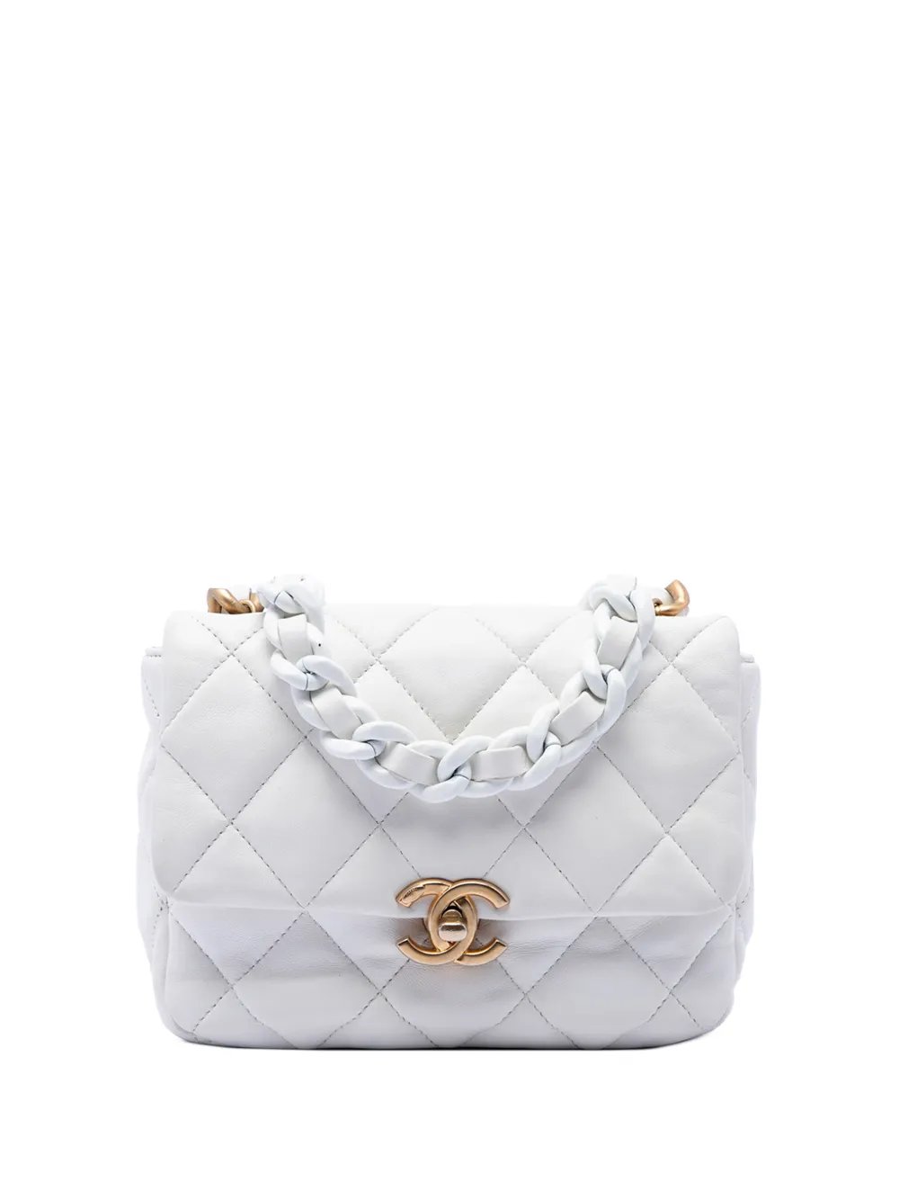 2021-2026 Mini Quilted Lambskin Lacquered Chain Flap crossbody bag