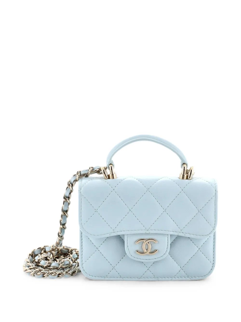 Top Handle Flap Coin Purse with Chain Quilted Lambskin crossbody bag