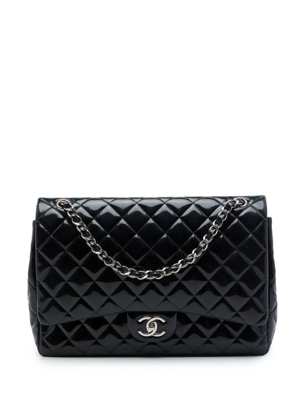 2012-2013 Maxi Classic Patent Double Flap shoulder bag