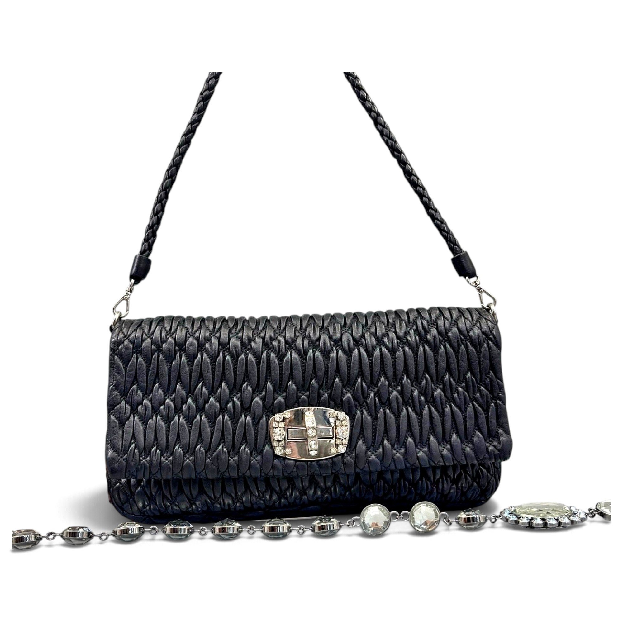 Miu Crystal leather handbag