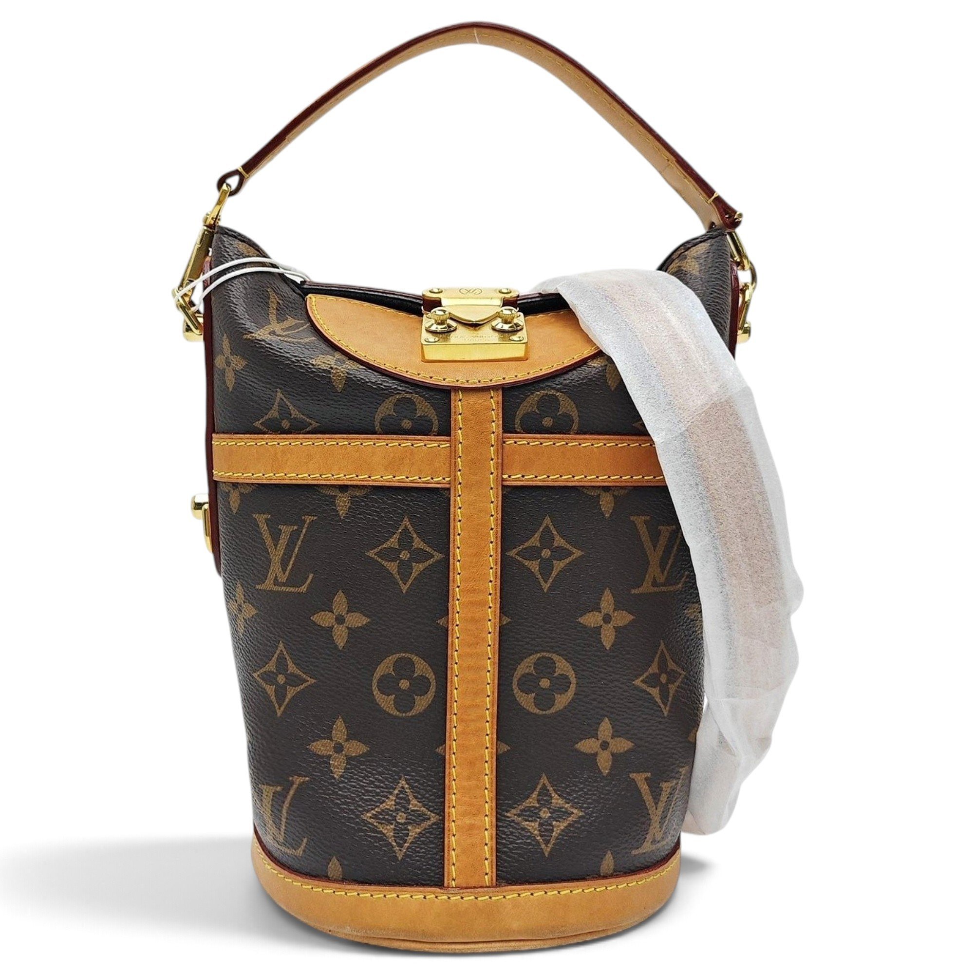 Duffle leather handbag