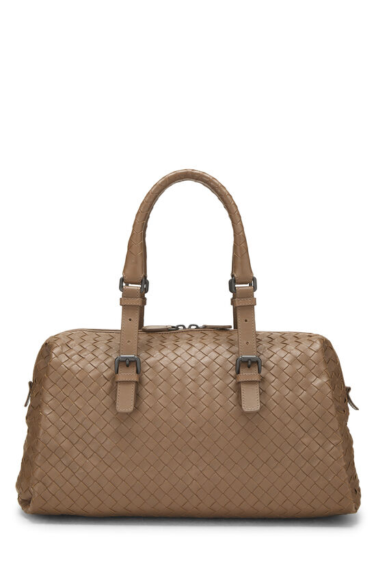 Bottega Veneta Brown Intrecciato Leather Boston