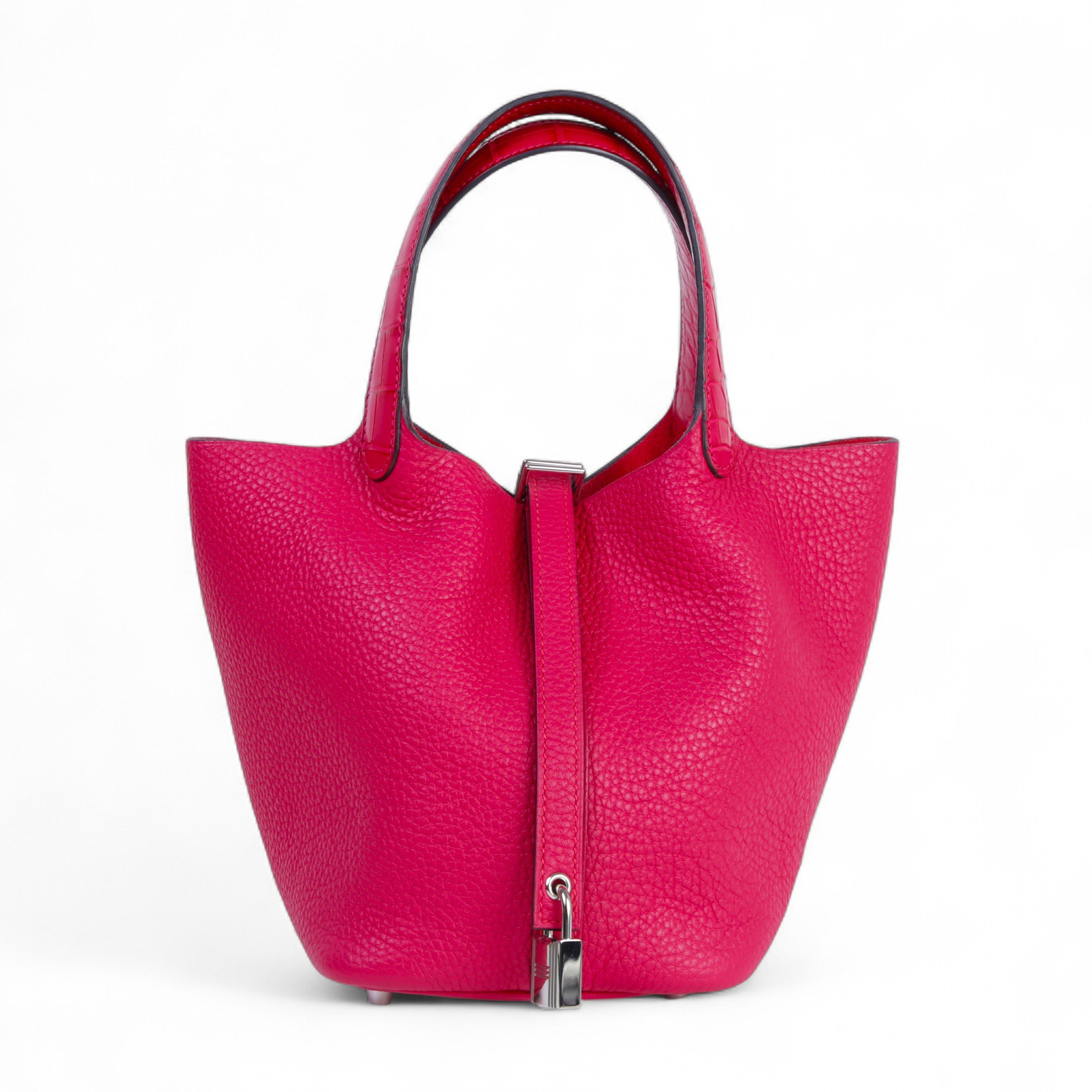 Hermes Very Good ( Rank A) HERMÈS Picotin Lock PM Touch Framboise (90) Clemence Matte Alligator Palladium hardware Z (2021)