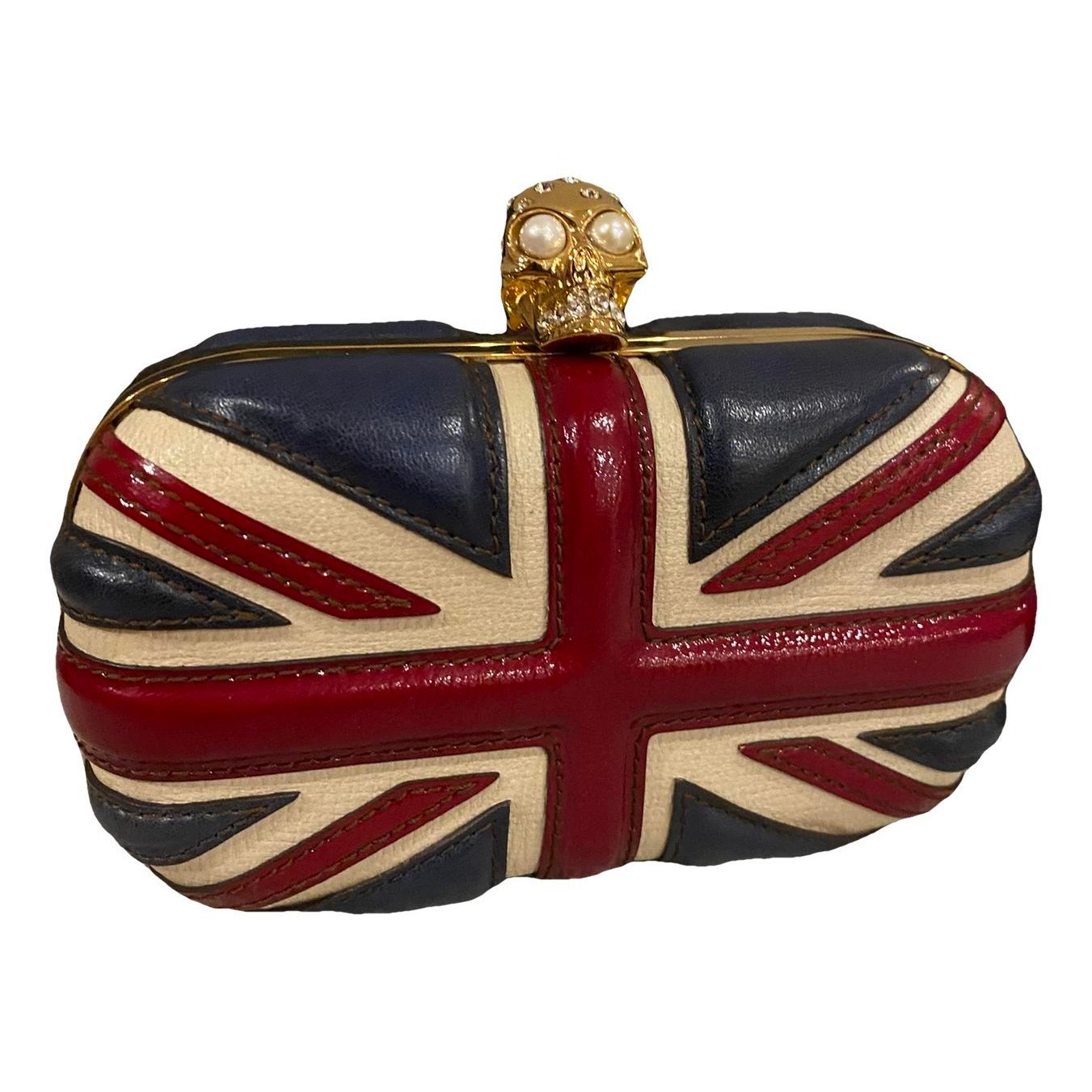 Skull leather clutch bag