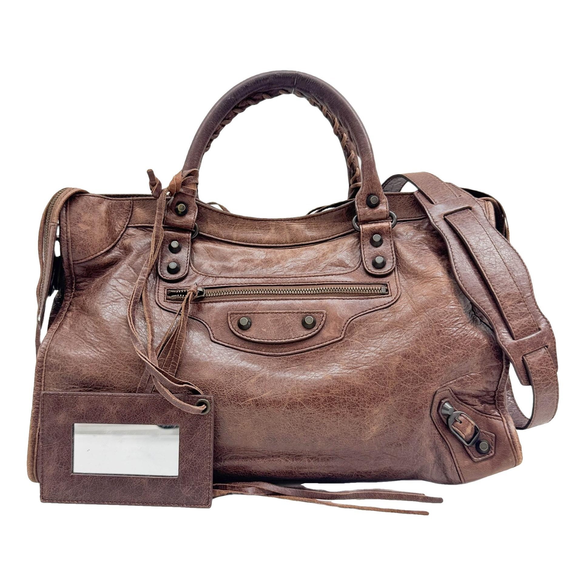 City leather handbag