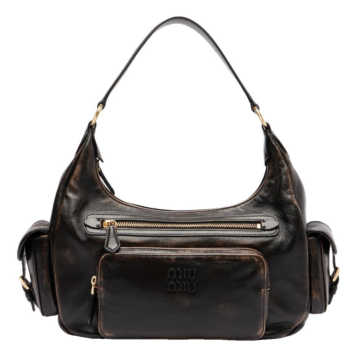 Pocket leather handbag