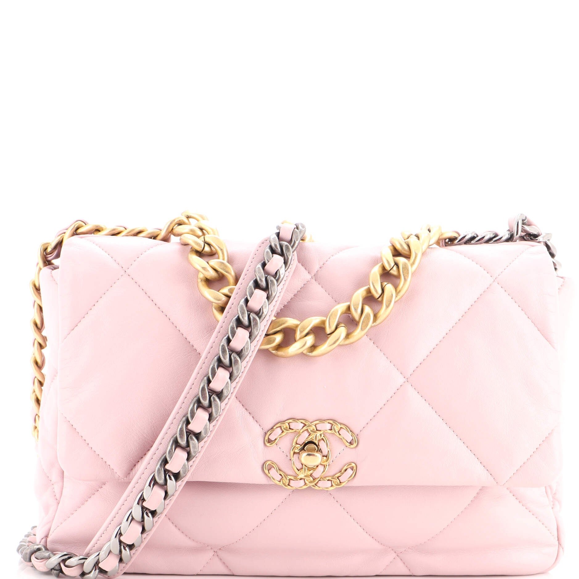 19 Flap Bag Quilted Leather Large