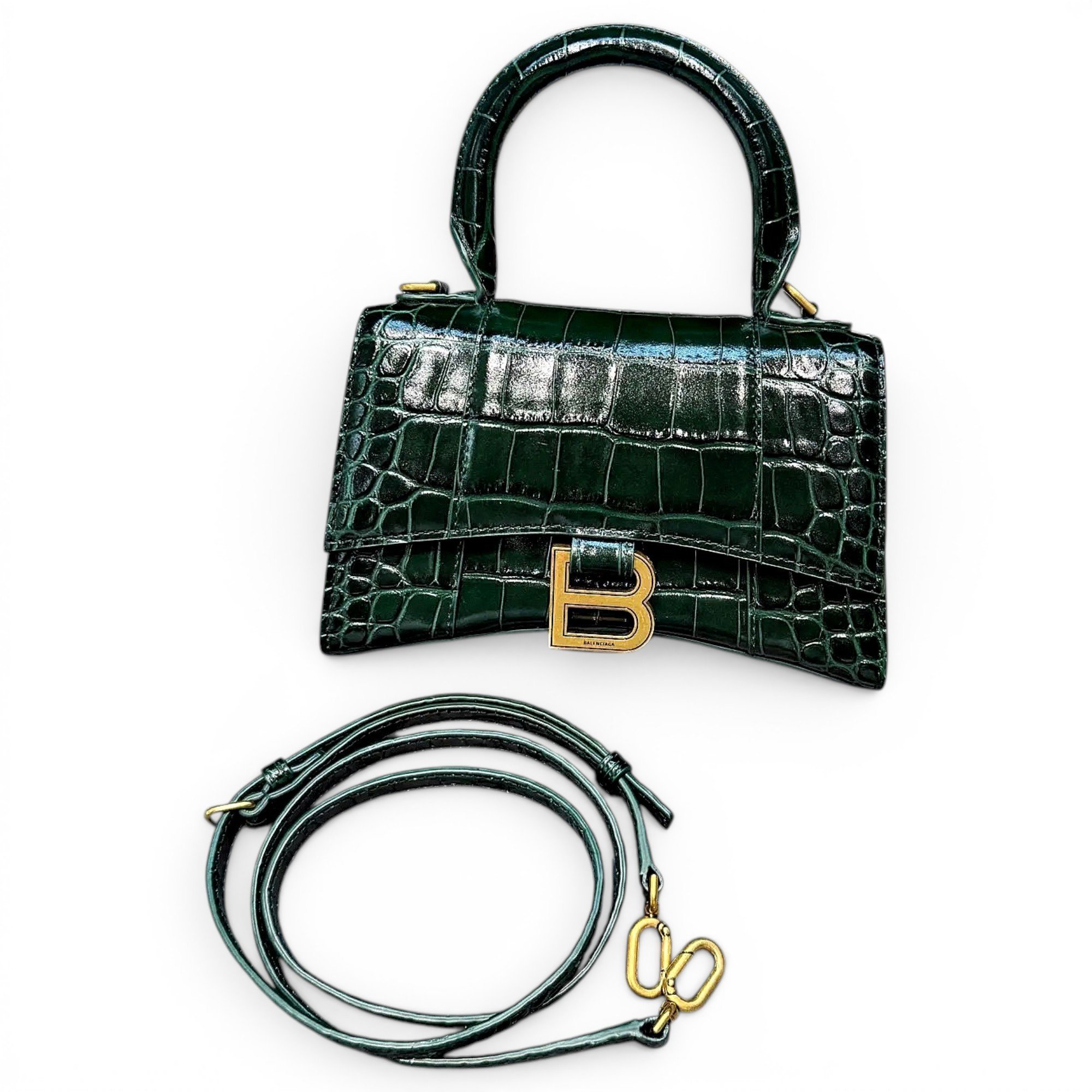 Hourglass leather handbag