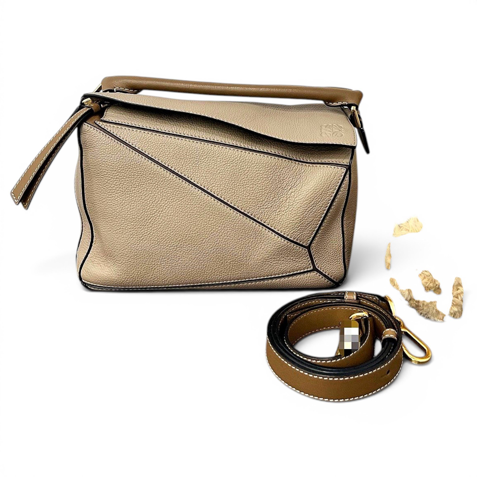 Puzzle leather handbag