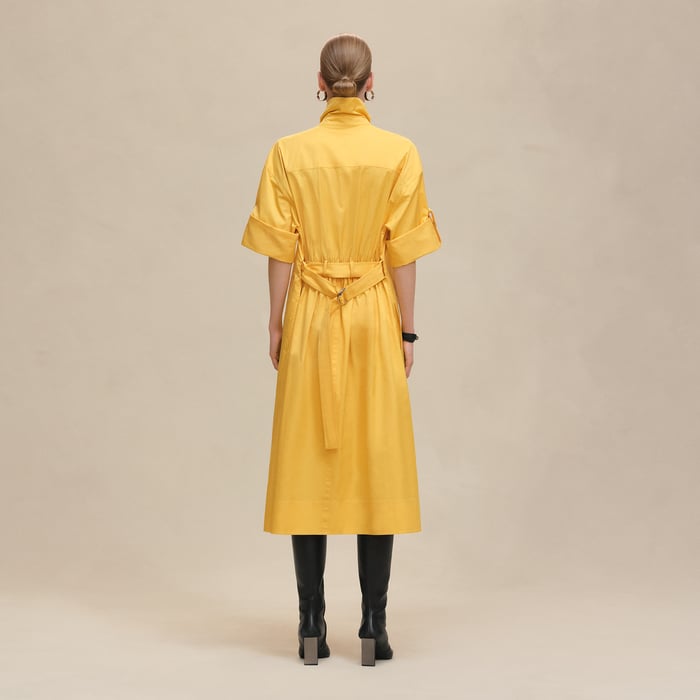 Jaune Mimosa Belted Wide Dress