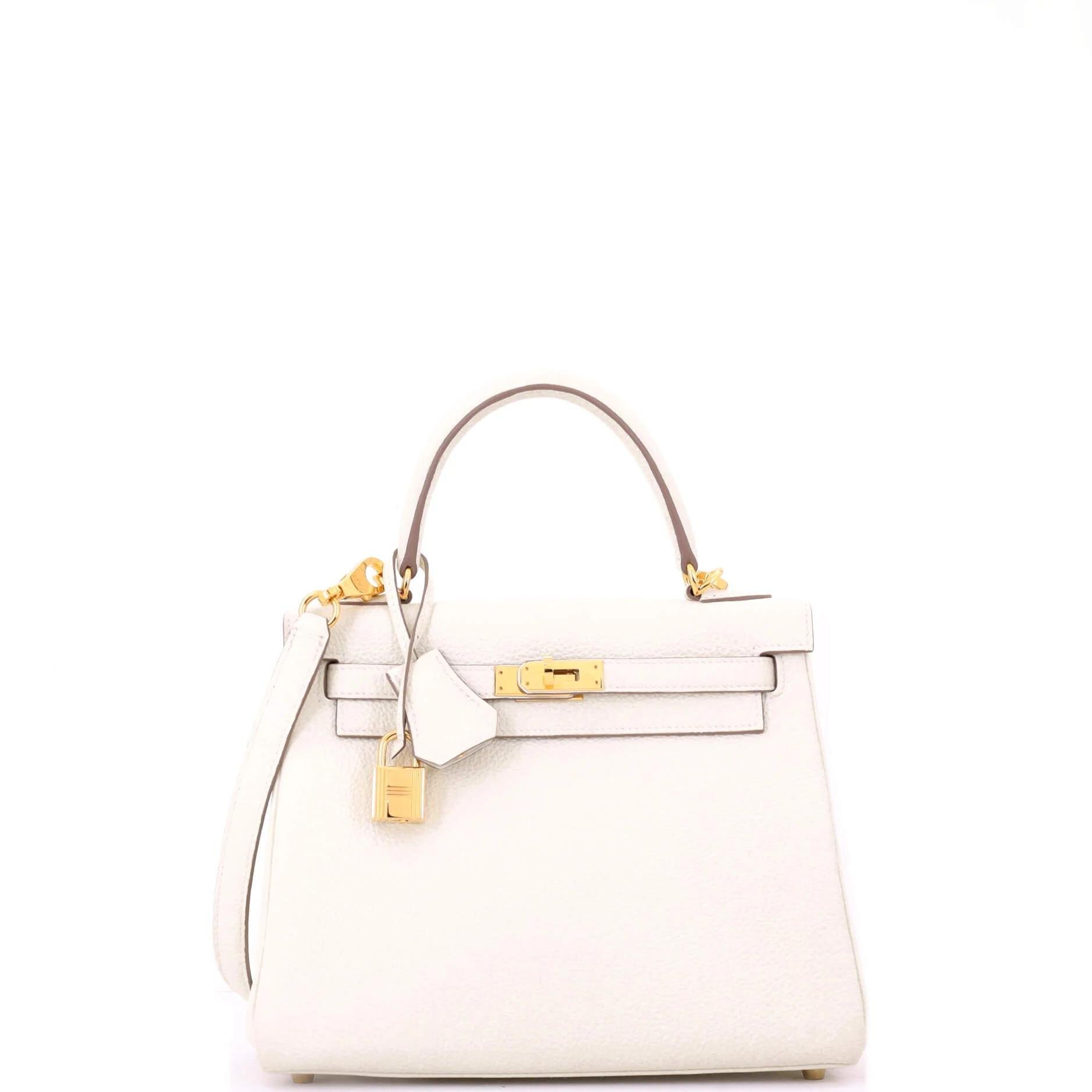 Hermes Kelly 25 Handbag Mushroom Togo Leather 2023