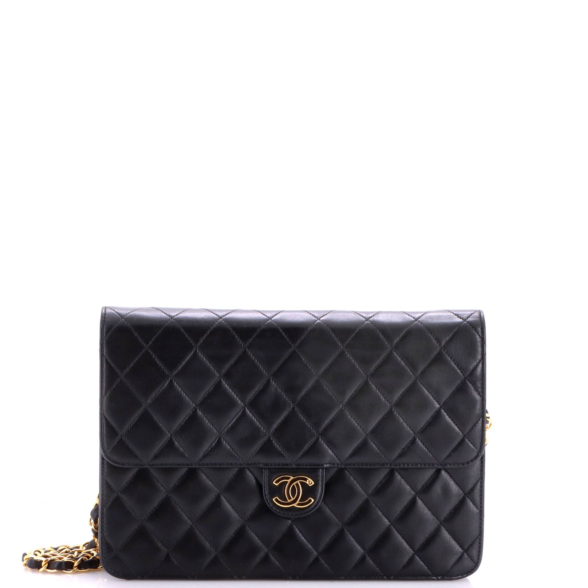 Vintage Clutch with Chain Quilted Leather Medium