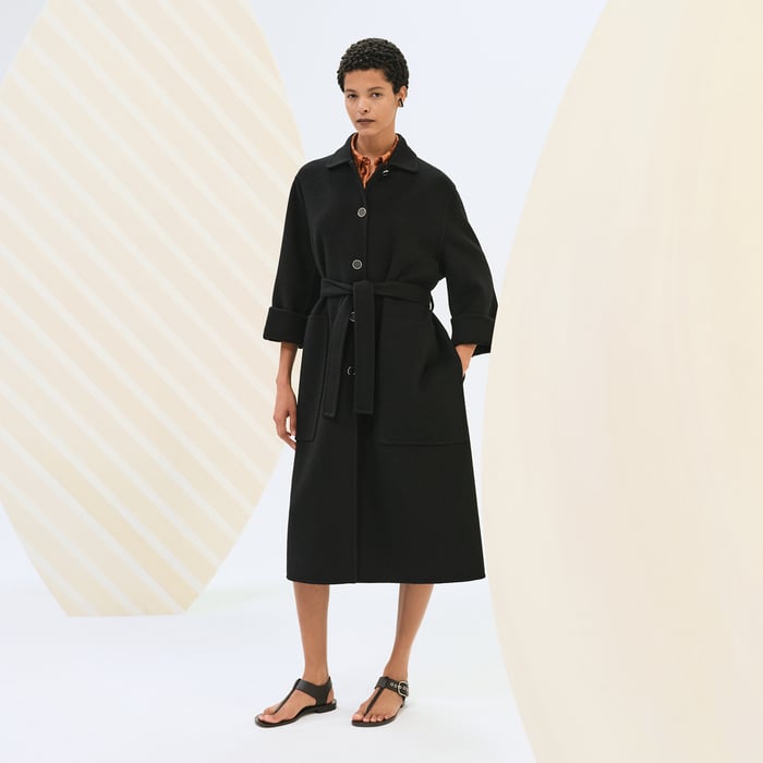 Noir Cashmere Wrap Coat