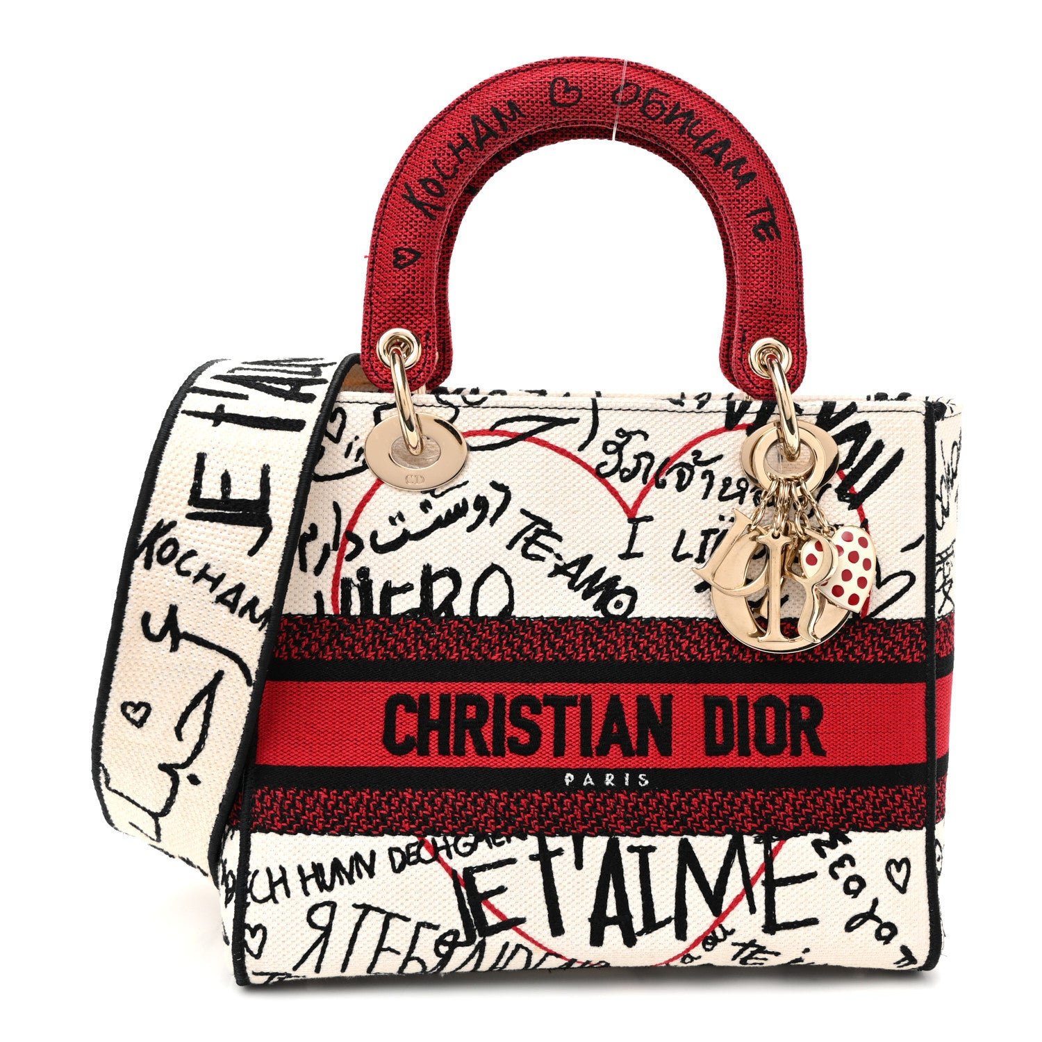 Christian Dior Canvas Medium DiorAmour Graffiti Lady D-Lite Latte