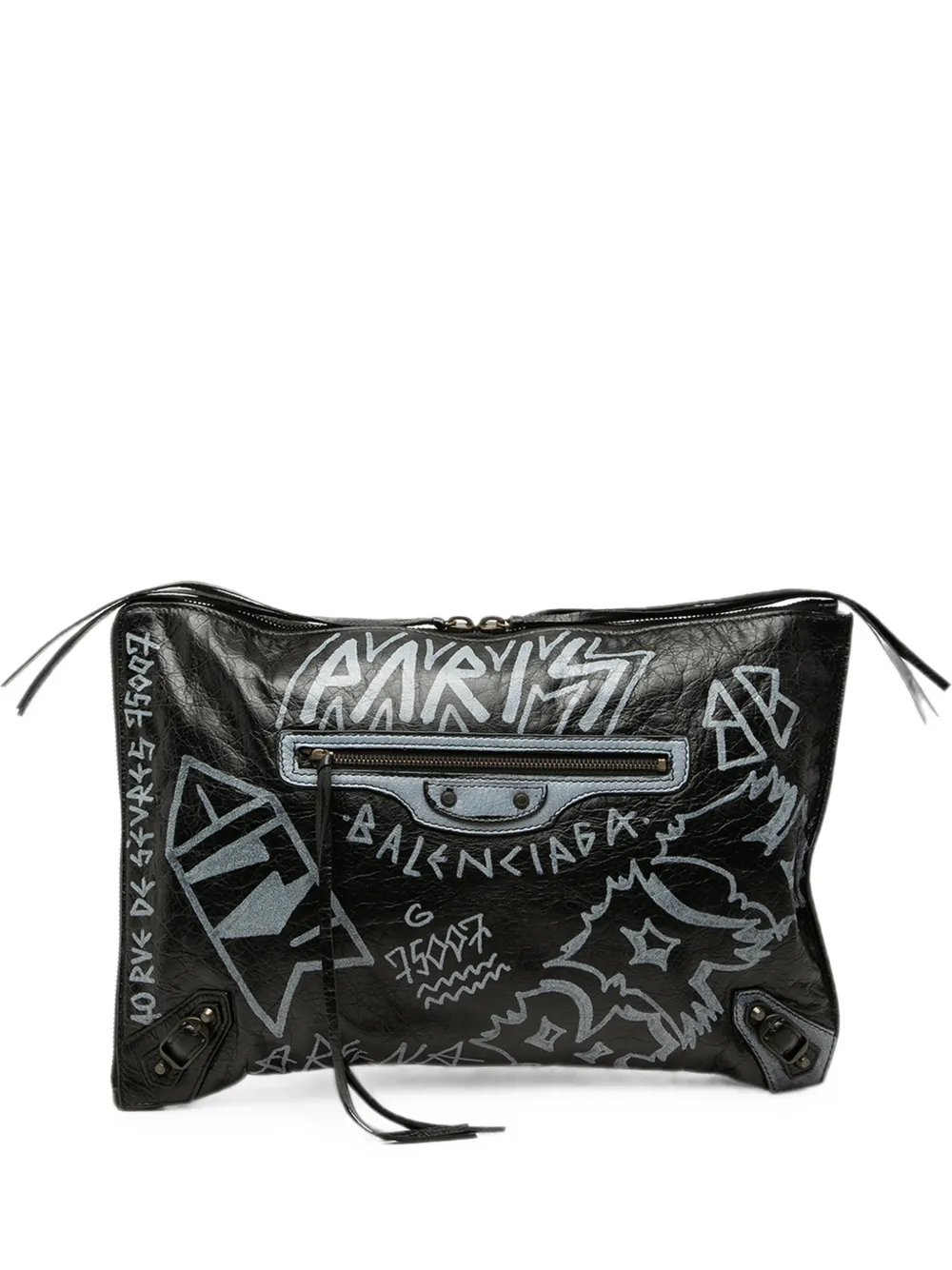 2018 Lambskin Motocross Classic Graffiti All Over Zip Around Flat clutch bag