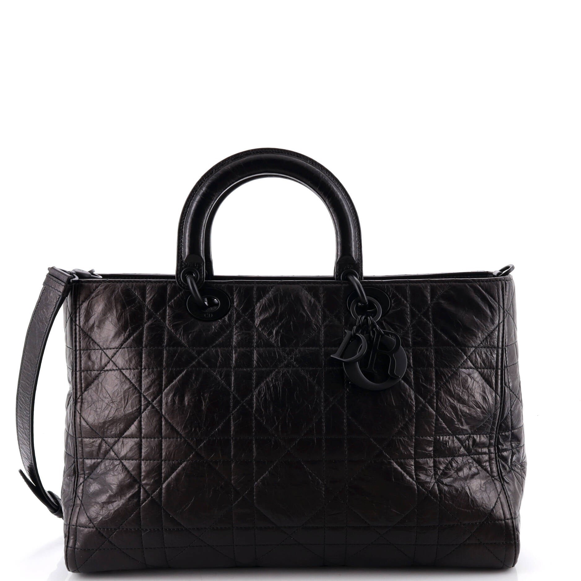 Ultra Matte Lady D-Sire Bag Macrocannage Crinkled Calfskin Large
