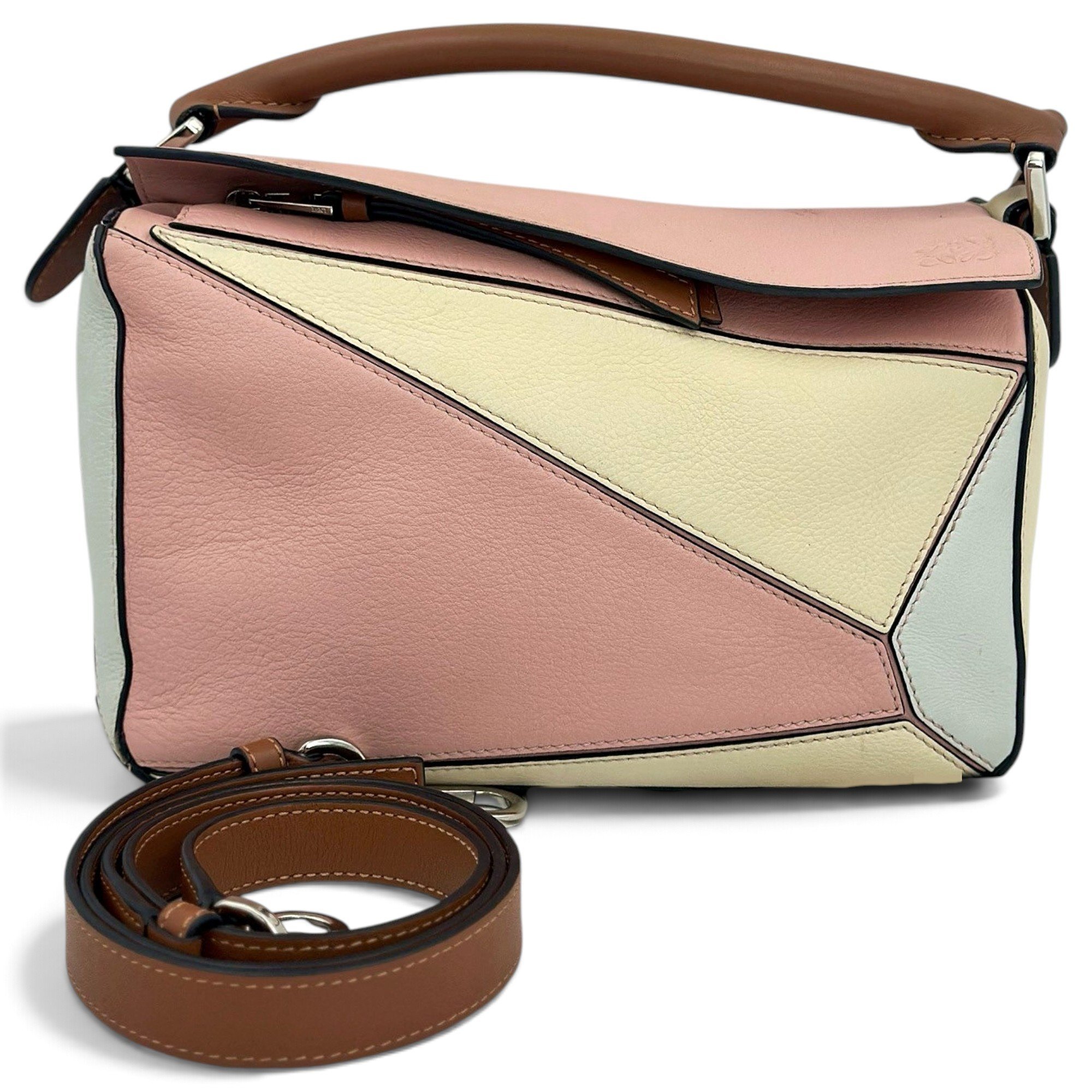 Puzzle leather handbag