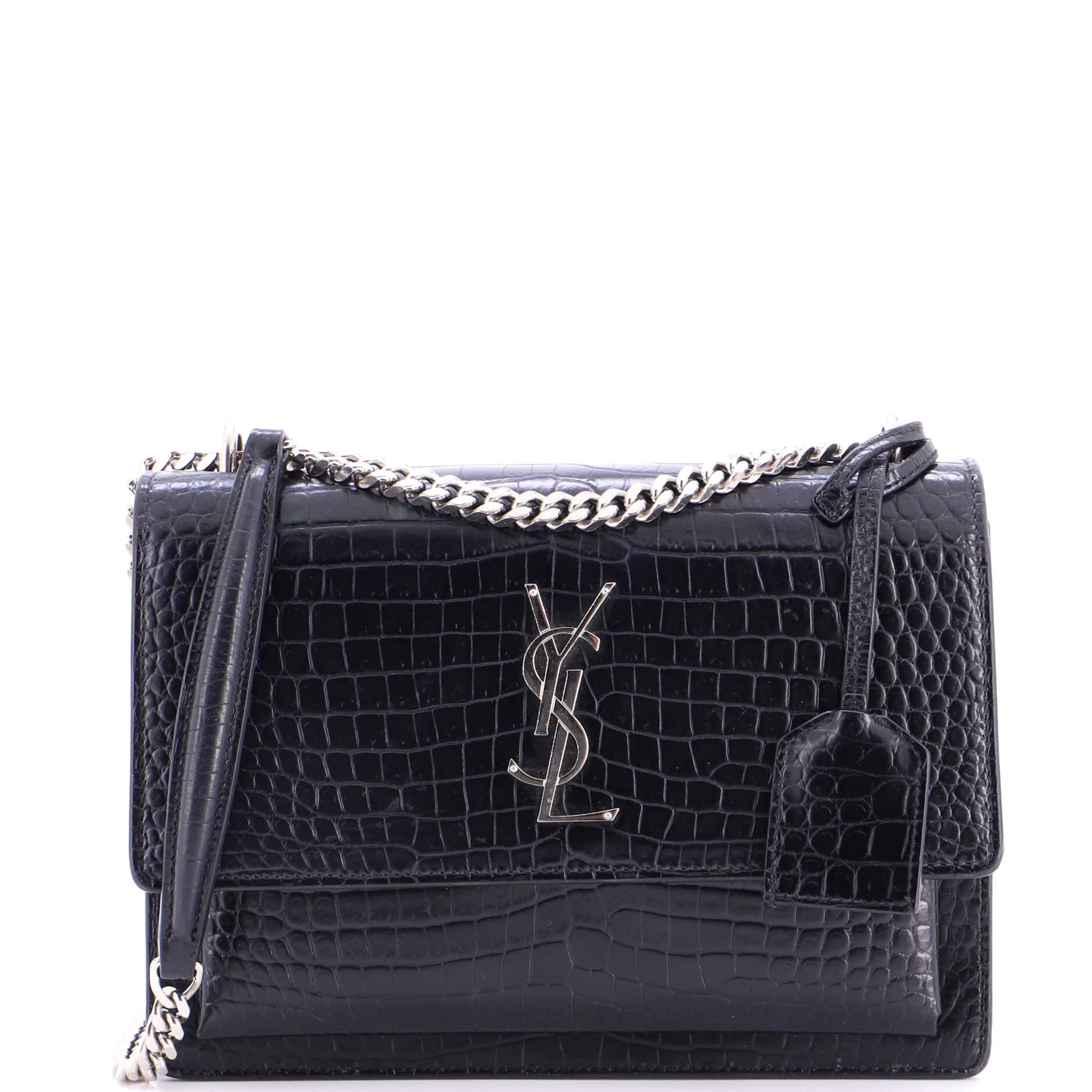 Sunset Crossbody Bag Crocodile Embossed Leather Medium