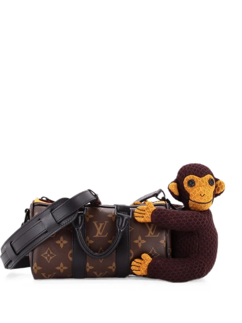 Keepall Bandouliere Bag Monogram Canvas with LV Friends Plush Monkey XS crossbody bag