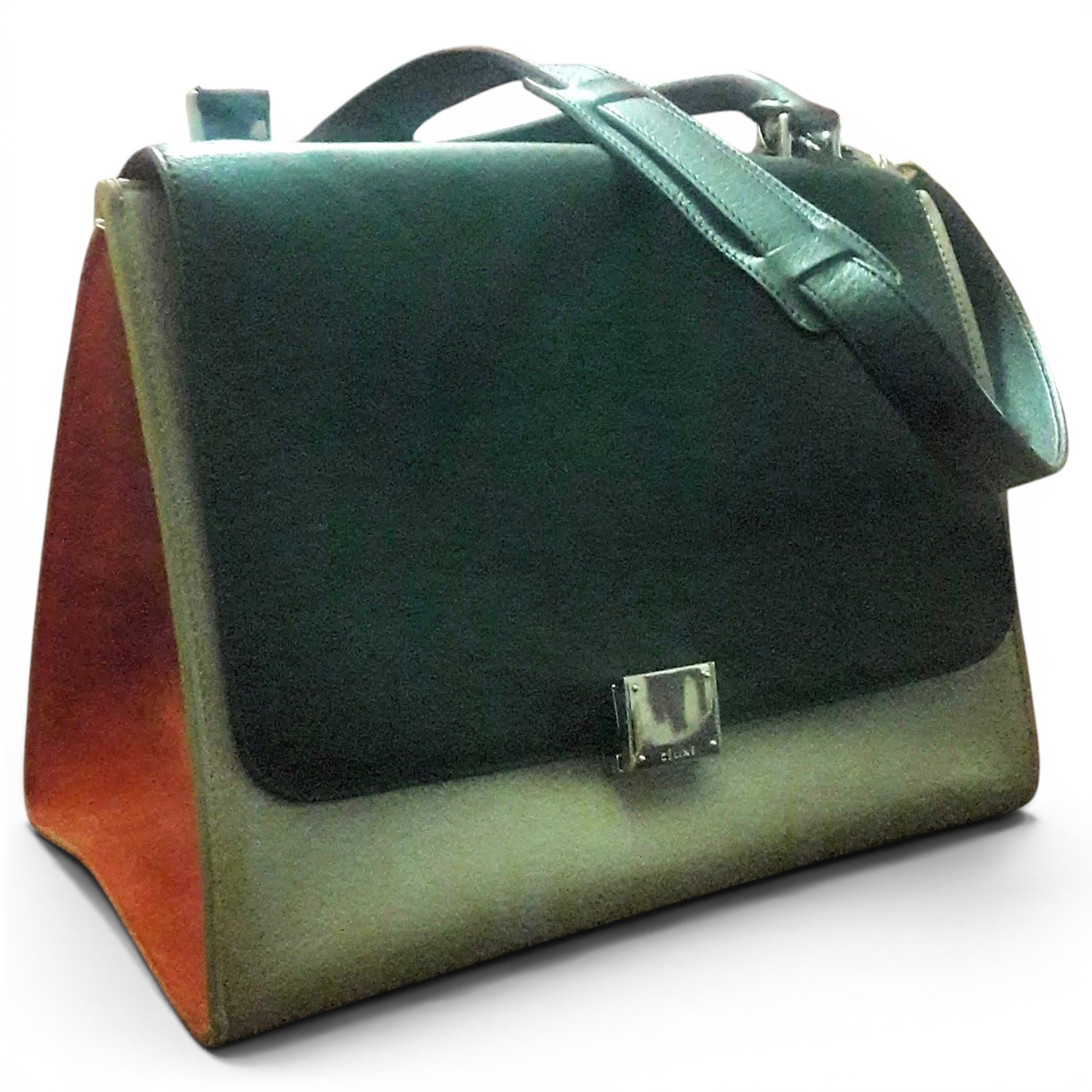 Trapèze leather handbag