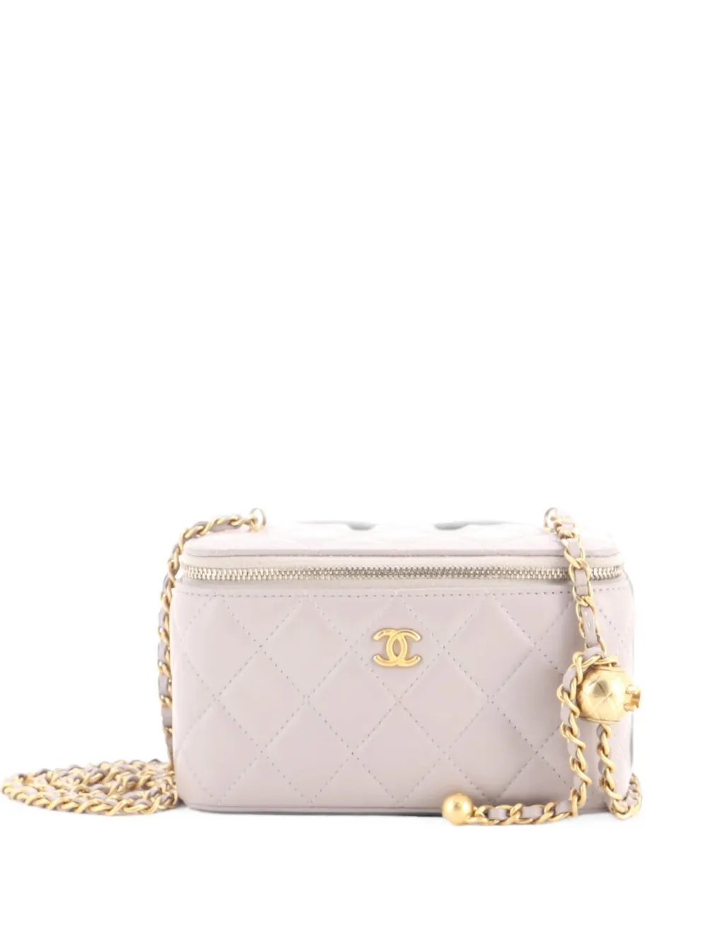 Pearl Crush Vanity Case with Chain Quilted Lambskin Small clutch bag