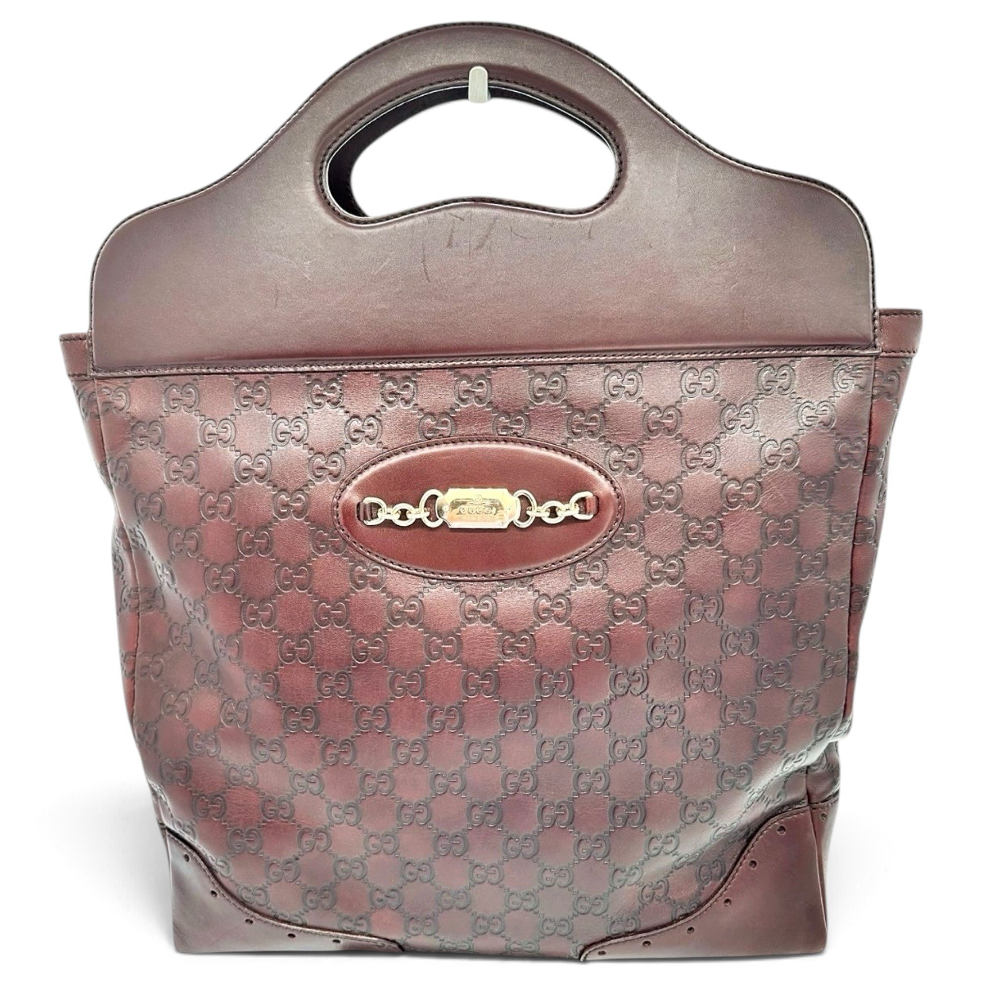 Punch leather tote