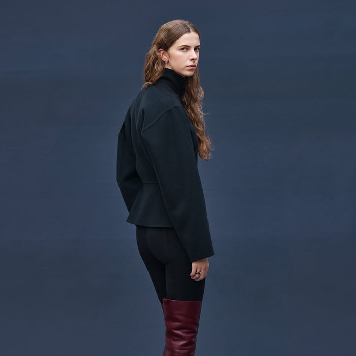 Bleu Noir Short Equestrian Cashmere Coat