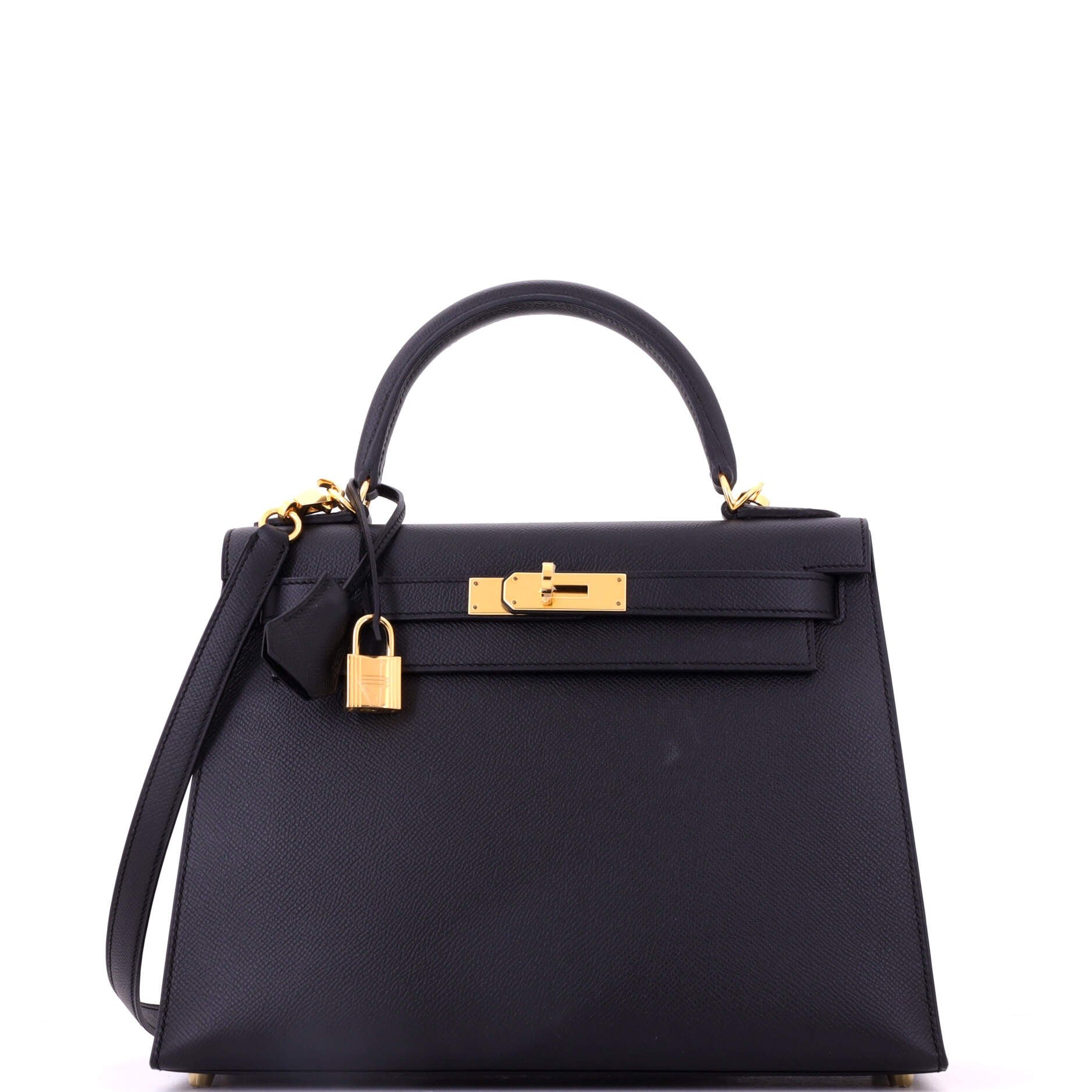 Kelly Handbag Noir Epsom with Gold Hardware 28