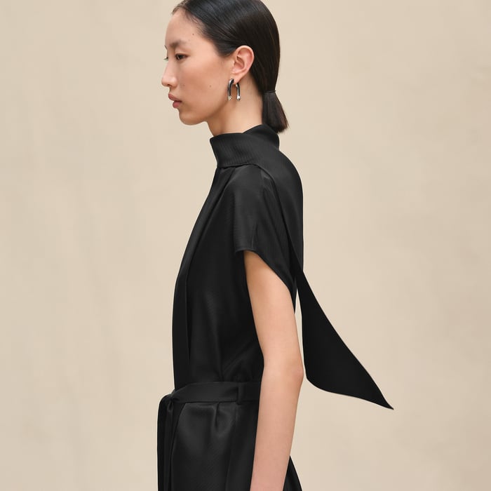 Noir Ascot Collar Dress