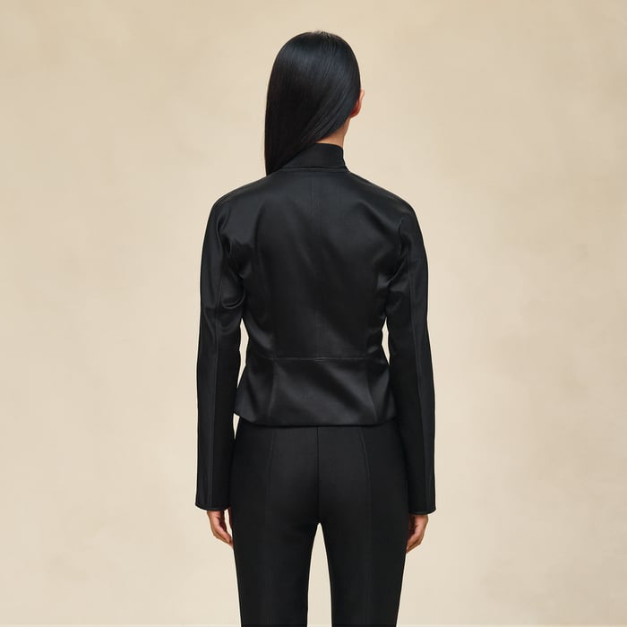 Noir Short Jacket With Basque