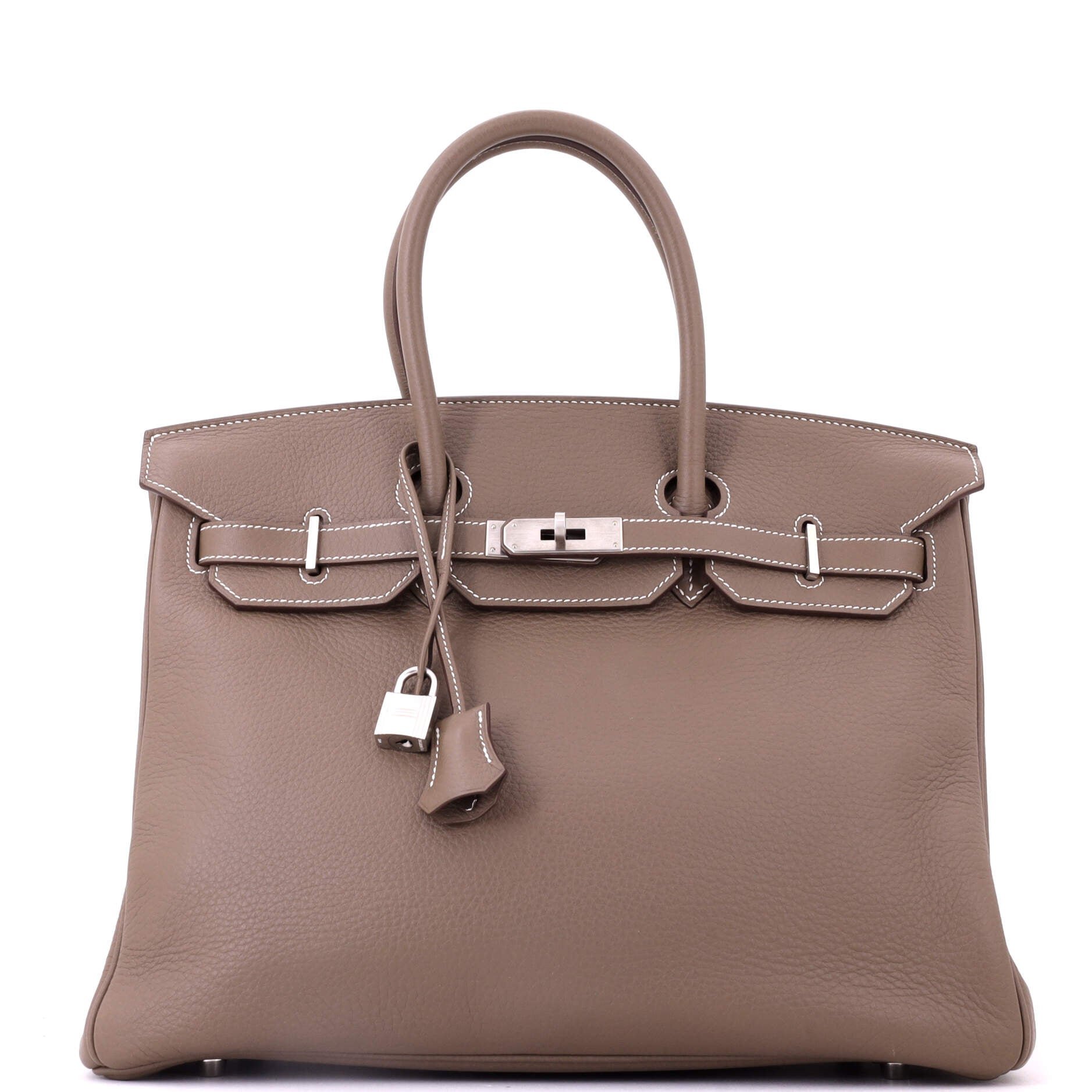 Birkin Handbag Etoupe Clemence with Brushed Palladium Hardware 35