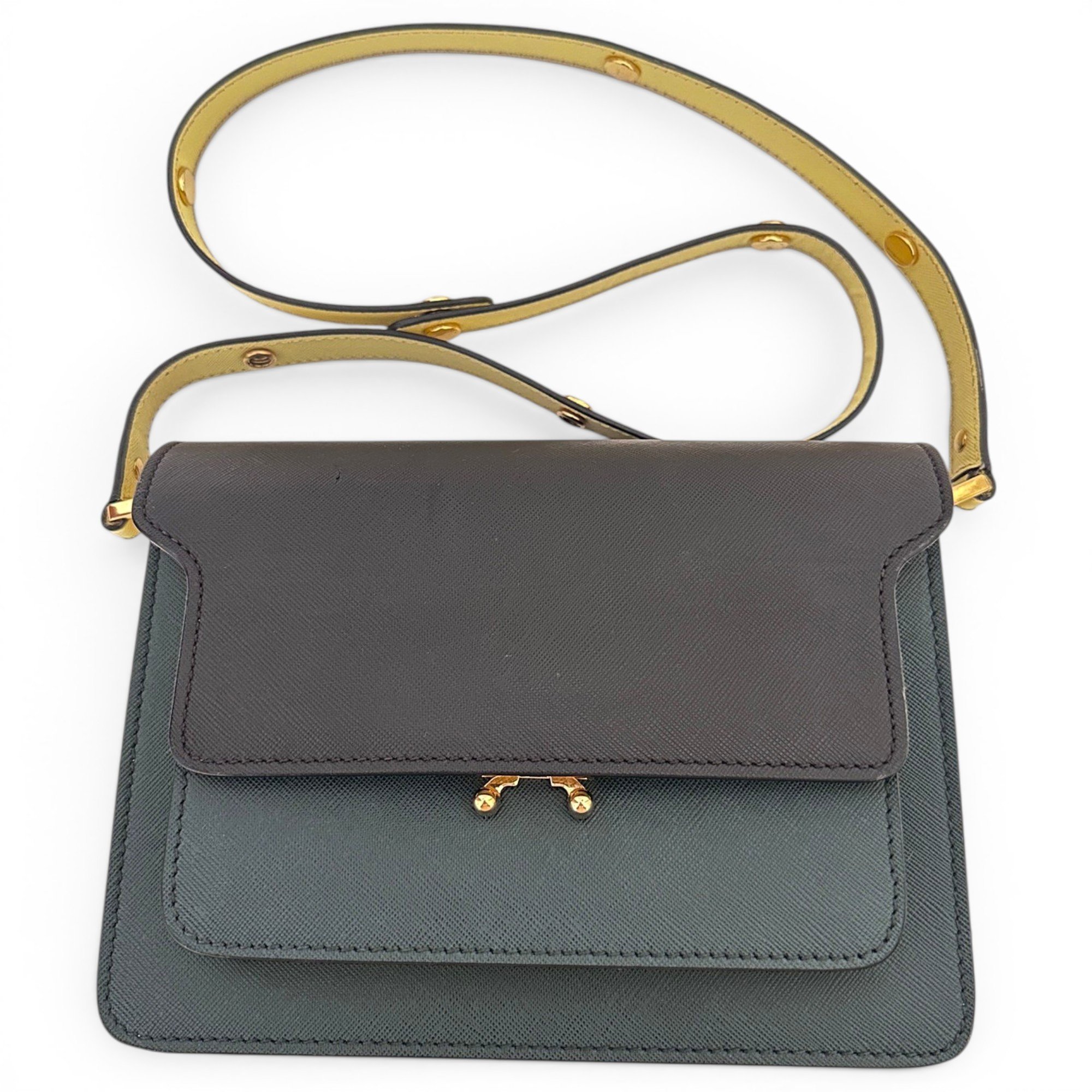 Trunk leather crossbody bag