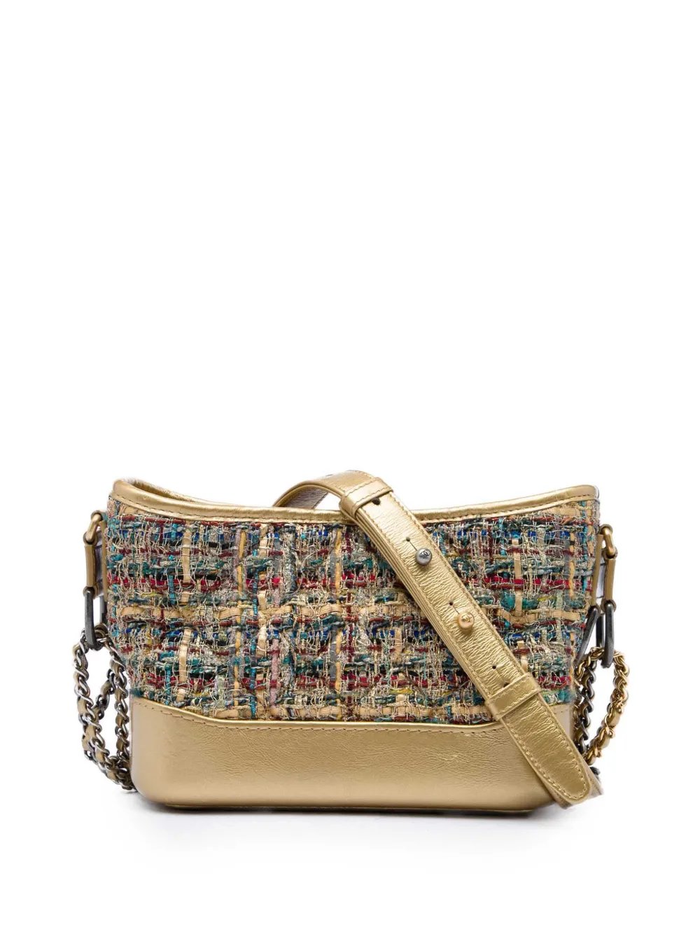 2019 Small Tweed and Metallic Calfskin Gabrielle crossbody bag