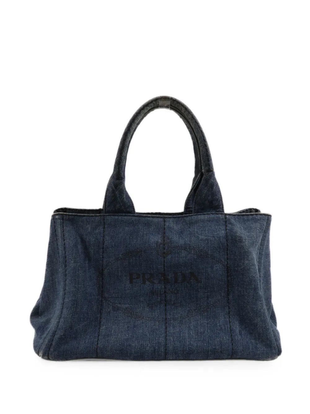 denim logo-print tote bag