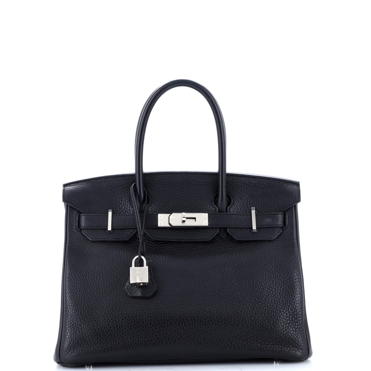 Hermes Birkin Handbag Noir Clemence with Palladium Hardware 30