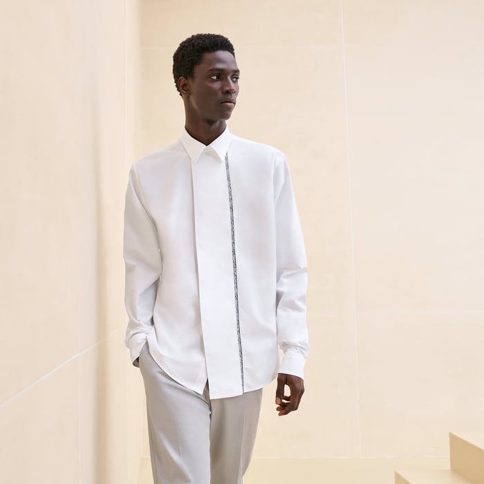 Blanc "Contraste Imprime" Sporty Fit Shirt