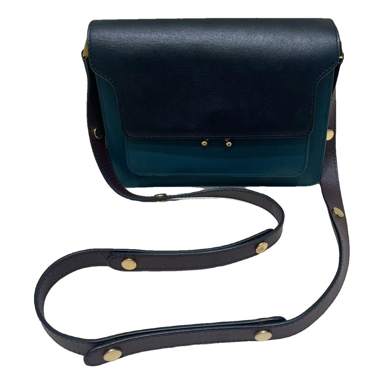 Trunk leather crossbody bag