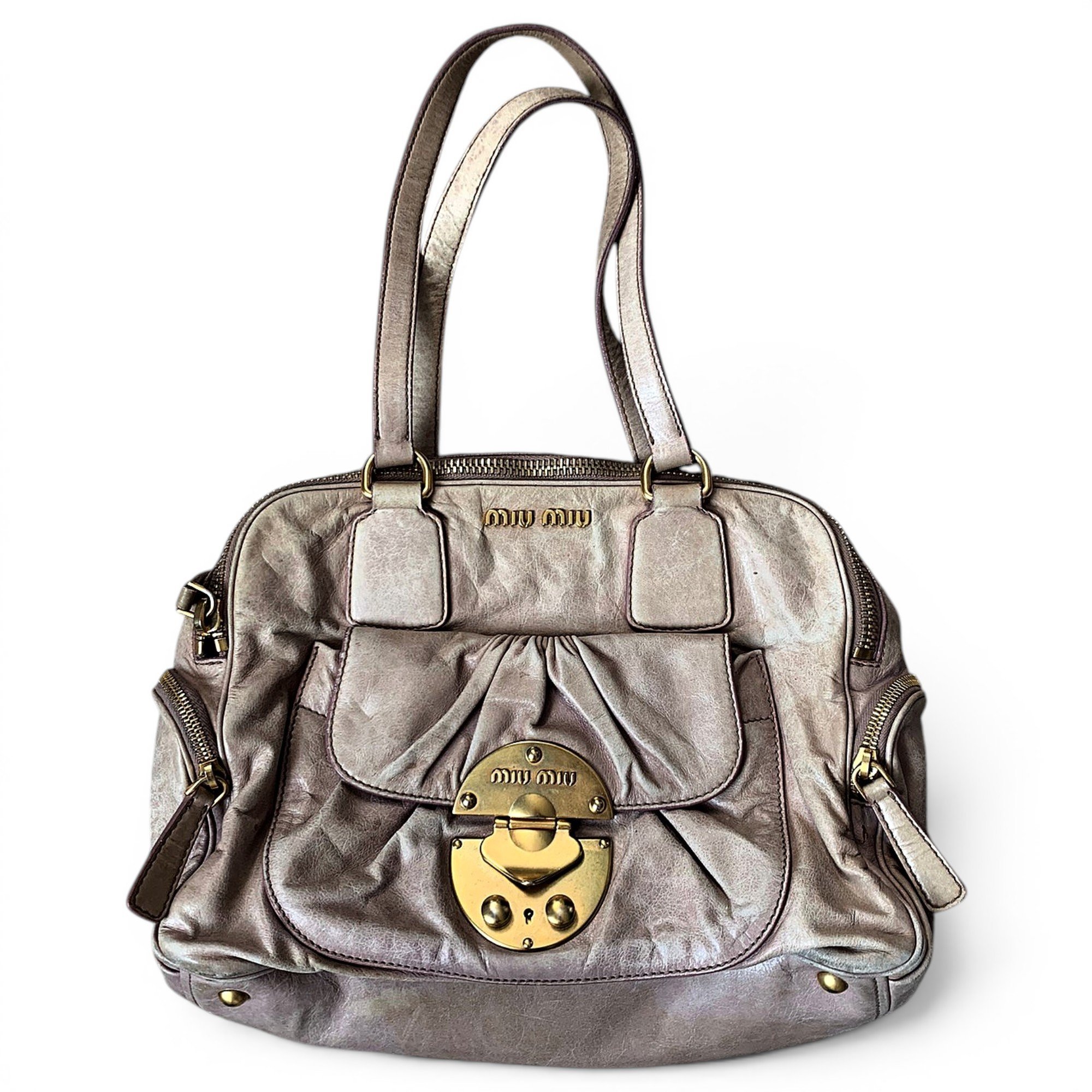 Bow bag leather handbag